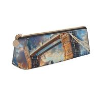 BNVSADC Trousse à crayons triangulaire en cuir avec imprimé floral pour la Saint-Valentin, l'école, le bureau, les voyages, Bridge à Londres, Taille unique, Cartable