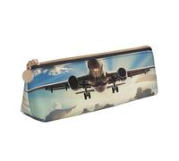 BNVSADC Trousse à crayons triangulaire en cuir avec imprimé peau de serpent noire et blanche pour l'école, le bureau, les voyages, Avion., Taille unique, Cartable