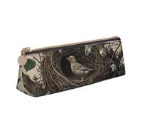 BNVSADC Trousse à crayons triangulaire en cuir avec imprimé peau de serpent noire et blanche pour l'école, le bureau, les voyages, Nid d'oiseaux., Taille unique, Cartable