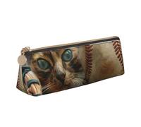 BNVSADC Trousse à crayons triangulaire en cuir avec imprimé peau de serpent noire et blanche pour l'école, le bureau, les voyages, baseball, Taille unique, Cartable