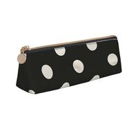 BNVSADC Trousse à crayons triangulaire en cuir avec imprimé peau de serpent noire et blanche pour l'école, le bureau, les voyages, Noir à pois blancs, Taille unique, Cartable