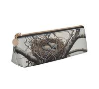 BNVSADC Trousse à crayons triangulaire en cuir avec imprimé peau de serpent noire et blanche pour l'école, le bureau, les voyages, Nid d'oiseaux 1, Taille unique, Cartable