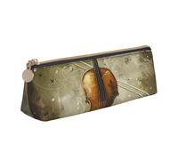BNVSADC Trousse à crayons triangulaire en cuir avec motif bonhomme de neige pour l'école, le bureau, les voyages, Papillon et violoncelle, Taille unique, Cartable