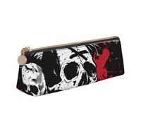 BNVSADC Trousse à crayons triangulaire en cuir avec motif éléphant africain pour l'école, le bureau, les voyages, Tête de mort punk blanche, Taille unique, Cartable