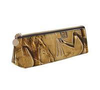 BNVSADC Trousse à crayons triangulaire en cuir avec motif grenouille et feuilles - Pour l'école, le bureau, les voyages, Egypte Hiéroglyphe., Taille unique, Cartable