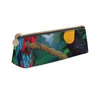 BNVSADC Trousse à crayons triangulaire en cuir avec silhouette de fougère et feuille de fougère naturelle pour l'école, le bureau, les voyages, Perchoir pour aras et toucan, Taille unique, Cartable