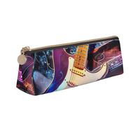 BNVSADC Trousse à crayons triangulaire en cuir avec silhouette de fougère et feuille de fougère naturelle pour l'école, le bureau, les voyages, Magic Electric Guitar Music, Taille unique, Cartable