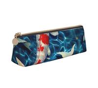 BNVSADC Trousse à crayons triangulaire en cuir avec silhouette de fougère et feuille de fougère naturelle pour l'école, le bureau, les voyages, Poisson koï japonais., Taille unique, Cartable