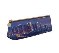 BNVSADC Trousse à crayons triangulaire en cuir avec texture marbrée et éclaboussures de cuivre pour l'école, le bureau, les voyages, Los Angeles Skyline, Taille unique, Cartable