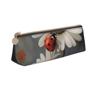 BNVSADC Trousse à crayons triangulaire en cuir avec texture marbrée et éclaboussures de cuivre pour l'école, le bureau, les voyages, Coccinelle et fleur, Taille unique, Cartable