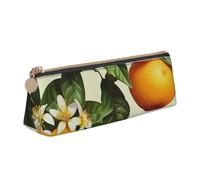 BNVSADC Trousse à crayons triangulaire imprimée drapeau américain en cuir - Trousse à crayons mignonne pour l'école, le bureau, les voyages, Fleurs jaunes et orangers, Taille unique, Cartable