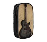 BNVSADC Trousse à crayons vintage imprimée guitare musicale avec fermeture éclair pour étudiants, adolescents, garçons, filles, adultes, noir, Noir , Taille unique, Cartable
