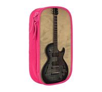 BNVSADC Trousse à crayons vintage imprimée guitare musicale avec fermeture éclair pour étudiants, adolescents, garçons, filles, adultes, noir, rose, Taille unique, Cartable