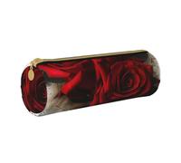 BNVSADC Trousse ronde en cuir avec imprimé rose gothique pour l'école, le bureau, les voyages, blanc, Taille unique, Trousse de maquillage