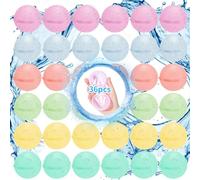 BNWRRCVKE Bombe a Eau Réutilisable,36 Pcs Ballon a Eau Silicone,Bombes d Eau Auto-obturants à Remplissage Rapide,Jouets de Plage en Silicone avec Sac en Filet Pour Fêtes de Eté à la Piscine D'été