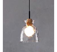 BNWRZCJXY Nordique Lampe de Plafond En Verre Transparent À Filetage Rétro de Ferme E27 Pour Îlot de Cuisine En Fer Forgé Et Verre Soufflé Lustre En Bois Rustique Nordique/A