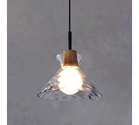 BNWRZCJXY Nordique Lampe de Plafond En Verre Transparent À Filetage Rétro de Ferme E27 Pour Îlot de Cuisine En Fer Forgé Et Verre Soufflé Lustre En Bois Rustique Nordique/C