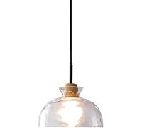 BNWRZCJXY Nordique Lampe de Plafond En Verre Transparent À Filetage Rétro de Ferme E27 Pour Îlot de Cuisine En Fer Forgé Et Verre Soufflé Lustre En Bois Rustique Nordique/B