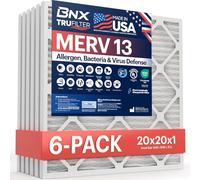 BNX Lot de 6 filtres à air MERV 13 20 x 20 x 1 - Fabriqué aux États-Unis - Filtres électrostatiques plissés pour climatisation HVAC - Élimine le pollen, les moisissures, les bactéries