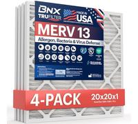 BNX MERV 13 Lot de 4 filtres à air plissés 20 x 20 x 1 - Fabriqué aux États-Unis - Filtres électrostatiques pour four CVC et CVC - Élimine le pollen, les moisissures, les bactéries, la fumée