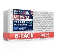 BNX MERV 13 Lot de 6 filtres à air comprimés électrostatiques pour climatiseur et climatisation 35,6 x 61 x 1 mm - Élimine le pollen, les moisissures, les bactéries, la fumée