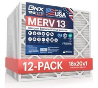 BNX TruFilter Lot de 12 filtres à air MERV 13 - Fabriqués aux États-Unis - Filtres plissés électrostatiques pour climatiseur CVC contre les allergies, le pollen, les moisissures, les bactéries, la
