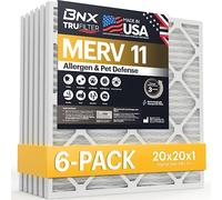 BNX TruFilter Lot de 6 filtres à air MERV 11 - Fabriqué aux États-Unis - Filtres de four plissés électrostatiques pour climatiseur, CVC, anti-allergies, poussière, animaux domestiques, fumée,
