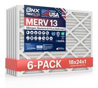 BNX TruFilter Lot de 6 filtres à air MERV 13 - Fabriqués aux États-Unis - Filtres plissés électrostatiques pour climatiseur CVC pour allergies, pollen, moisissures, bactéries, fumée, allergènes, MPR