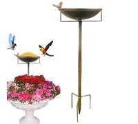 BnyHjir Bain d'oiseaux | Bain d'oiseaux debout en métal pour extérieur, terrasse, balcon, cour, statue d'art en fer, bol d'eau antique pour colibri, abeille, perruche, perroquet