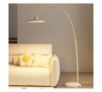 BNZCZY Lampadaire Arqué Minimaliste, Hauteur et Angle Réglables, 2 Options d'Abat-Jour, Base en Marbre, pour Salon, Chambre à Coucher(Size:tricoloreclair,Color:Beige + Cache métal)