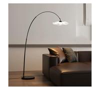 BNZCZY Lampadaire Arqué Minimaliste, Hauteur et Angle Réglables, 2 Options d'Abat-Jour, Base en Marbre, pour Salon, Chambre à Coucher(Size:Variable,Color:Noir + Acrylique)