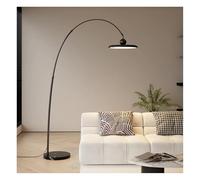 BNZCZY Lampadaire Arqué Minimaliste, Hauteur et Angle Réglables, 2 Options d'Abat-Jour, Base en Marbre, pour Salon, Chambre à Coucher(Size:Variable,Color:Noir + Cache métal)