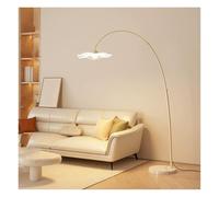BNZCZY Lampadaire Arqué Minimaliste, Hauteur et Angle Réglables, 2 Options d'Abat-Jour, Base en Marbre, pour Salon, Chambre à Coucher(Size:tricoloreclair,Color:Beige + Acrylique)