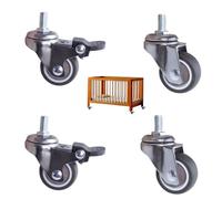 BNZXCH 4 Pièces M8 X 15mm Roulettes Charge Lourde Pivotantes Tige Fileté | Roulettes Roulette Pivotante Roulettes Meubles en Caoutchouc avec Filetage pour Meubles (2 avec Freins + 2 Sans Freins)
