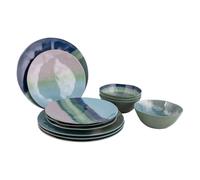 BO-CAMP BC Vajilla Halo bleu/vert 12p pour camping et plein air, repas et sorties pratiques, format léger