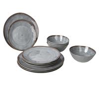 Bo-Camp Vaisselle 12 Pcs Halo M¿¿Lamine Gris Et Terre