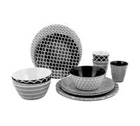 Bo-Camp Mix & Match Vaisselle 16 Pièces - Noir/Blanc