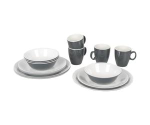 Bo-Camp - Service de Table - 100% mélamine - 16 pièces - Gris