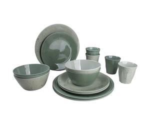 Bo-Camp Servies - Campingbord - 100% Melamine - 16 delig - Mix & Match - Groen