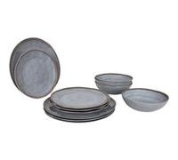 Pack de vaisselle en mélamine Halo Gris et Terra - 12 Pièces