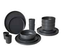 Bo-Camp Vaisselle 16 pcs Mélamine Anthracite Camping Pique-Nique Cuisine