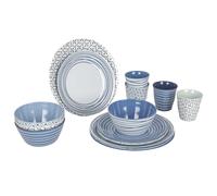 Bo-Camp Vaisselle 16 Pcs Mix & Match M¿¿Lamine Bleu