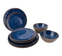 BO-CAMP Vajilla BC Halo 12p melamina bleu pour camping et plein air, avec format léger, camping facile au quotidien