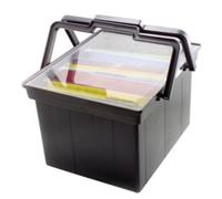 Bo te de classement portable en plastique ADVANTUS Companion, format lettre/l gal, avec couvercle et poign es, 43 x 35 x 28 cm, noire (TLF-2B)