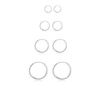 Bo Win 4 Paires Boucles d'oreilles en Argent 925 Boucles d'oreilles Créoles Femme Homme Boucles d'oreilles Creoles Petites 10mm 12mm 14mm 16mm Anneaux Boucles d oreille pour Femme Fille Homme