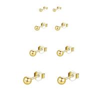 Bo Win 4 Paires Boucles d'oreilles en Argent Fin 925 Clous d'oreilles Or Boucles d'oreilles Boule Or Femme Homme Petites Boucles d'oreilles en Or Diamètre 2/3/4/5mm pour Femme Homme Filles