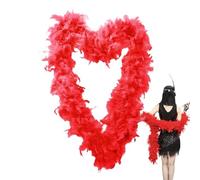 Boa à plumes, 2 m, rouge, uni, écharpe à plumes, guirlande, costume de carnaval, cosplay, accessoire doux pour mariage, danse