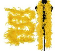 Boa À Plumes Jaunes - 2 Longues Boas À Plumes pour Femme pour L'artisanat, Moelleux DIY Accessoires Déguisement pour Fille Carnaval, Noël, Fête Mariage Dansante