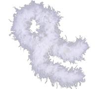 Boa en plumes de dinde - 1,8 m de long pour fête, Noël, centre de table, Halloween, costume, concert, animal de compagnie et décoration de la maison - Blanc