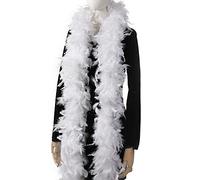 Boa en plumes de dinde de 1,8 m pour fête, Noël, centre de table, costume, concert, animal domestique et décoration de la maison - 60 g, blanc, 96G